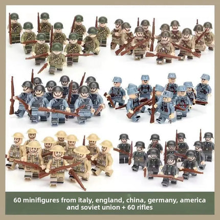 Building blocks World War II soldier figures, marine humanoid dolls educational toys mini figures birthday gifts cartoon figures
