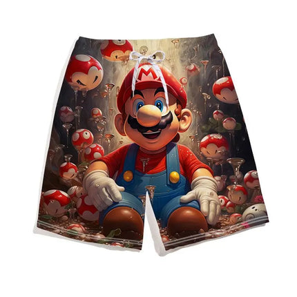 Summer Mario Shorts, Men's Beach Pants, Casual Pants, Luigi Kuba Thin Style with Everything Around The Summer Style