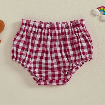 Baby Girl Plaid Shorts Frill Ruffled Elastic Waist Triangle Short Pants for Summer