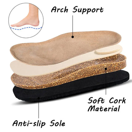 Kidmi New Women Clogs Men Clogs Suede Slippers Fashion Cork Footbed Leather Slippers Classic Mules Soft Antiskid House Slippers