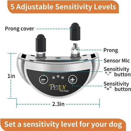 2 PCS Dog Anti Barking Shock Collar Automatic Barking Collars No Bark Electric Collar for Small Medium Large Dogs Waterproof