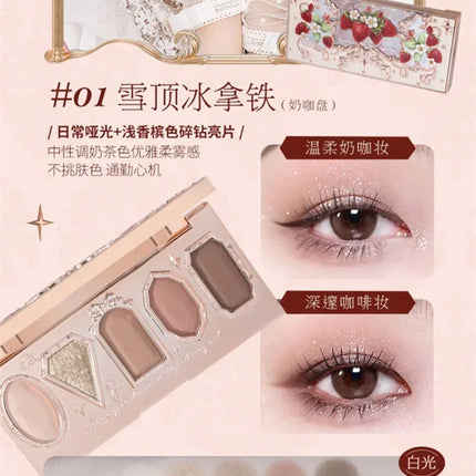 Flower Knows Series Shell Strawberry Angel Moonlight Mermaid Jewel Eyeshadow Palette 5 Colors Pearlescent Mashed Potatoes