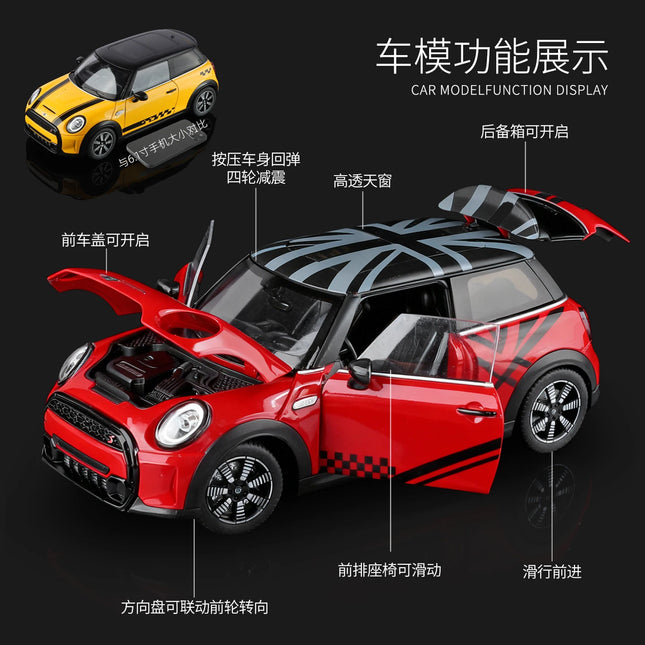 1:18 BMW Mini Cooper S Alloy Metal Diecast Model Car Home Trendy Ornaments & Computer Desktop Decoration High Simulation Vehicle