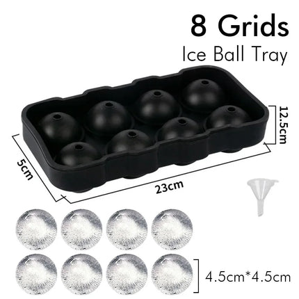 Ice Cube Tray Silicone Ice Ball Freezer Mold Square Ice Cube Maker with Lid 4/6/8 Grids for Whiskey Cocktail Coffee Accessories
