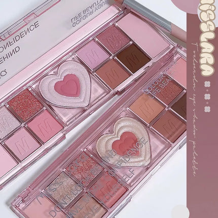 12 Colors Love Heart Eyeshadow Palette Nude Natural Glitter Pink Low Saturation Eye Shadows Pallet Delicate Eye Makeup Cosmetic