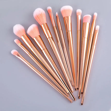 12-Piece Rose-Gold Makeup Brush Set, Professional Blush/Eye Shadow/Highlighter Brushes - Detail Eyebrow & Face Beauty Tools