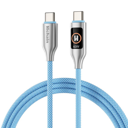 PD60W USB C Cable With Light Display Nylon Braided Type C Fast Charging Cable 480Mbps Data Transfer For iphone  For xiaomi