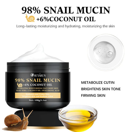 92% snail lotion and 5% hyaluronic acid, lighten fine lines, firm and moisturize, suitable for all skin types