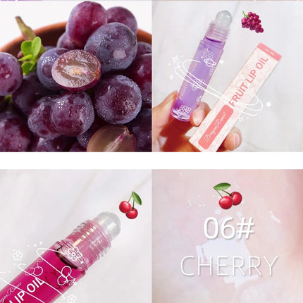 Hydrating Lip Oil Roller Gloss Moisturizing Nourishing Lip Balm Transparent Colorless Fruit Avocado Lip Care
