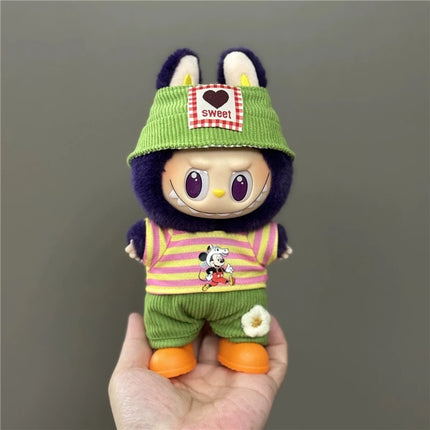 For Labubu Doll 15 17cm Outfit Clothing Cartoon Disney Mickey Minnie Mouse Zootopia Judy and Nick Stitch Goofy Cosplay Clothes ﻿