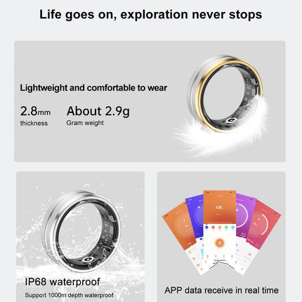 Smart Ring Heart Rate & Blood Oxygen Monitor with Photography Sleep Tracking Exercise Monitor Waterproof SR01 with Charging Case