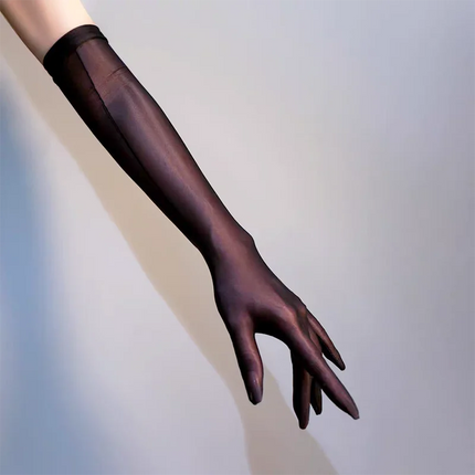 51cm Women Sexy Solid Oil Elasticity Tight Long Gloves Thin Transparent Dance Party Cosplay Stage Performance Accessories