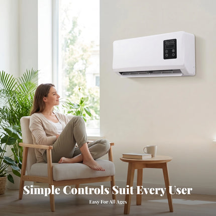Wall-Mounted Electric Heater Rectangular Electric Wall Heater Home Heating White Housing Black Control Panel