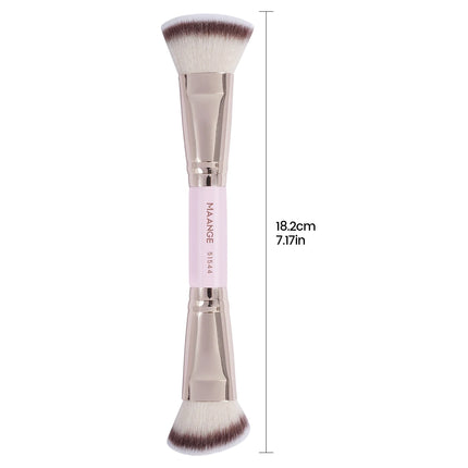 MAANGE Double Head Makeup Brushes 2 In 1 Flat/Angled Foundation Concealer Contour Brush for Blending Loose Powder Liquid Cream