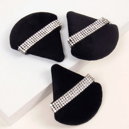 3 件套 Diamond Triangle Powder Puff Face Makeup Tool Sponge Velvet Soft Smooth Facial Beauty Makeup Sponge Cosmetics Accessories