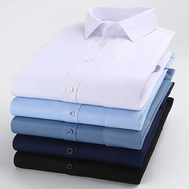Men's Purple Long-Sleeve Shirt for Commuting: Non-iron, Wrinkle-resistant, Slightly Stretchy, Quick-drying Casual Shirts.
