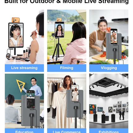 KingMa 10" Live Stream Touch Monitor for iPhone17 16 15 Samsung Rear Camera Vlog Screen Mirroring Kit Reverse Control for TikTok
