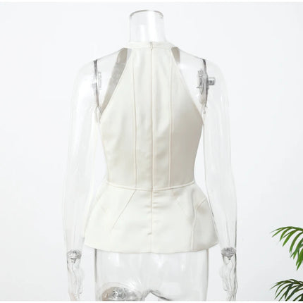 Retro Sleeveless Corset Halter Vest Women Casual Off-shoulder U-neck Waist Cinching Slim Short Top 2026 Lady High Street Tops