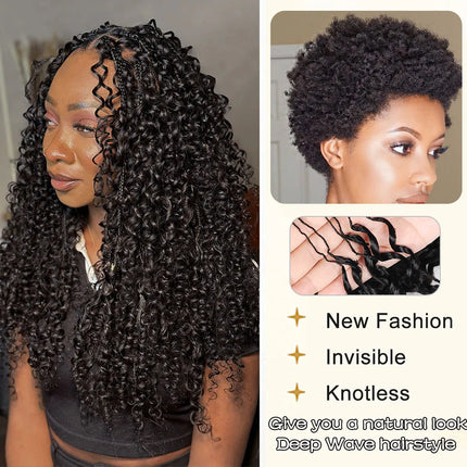 Water Wave Feather Crochet Human Hair Extensions Invisible Miracle Knots Crochet Hair 100g Crochet Bundles With Knotless String