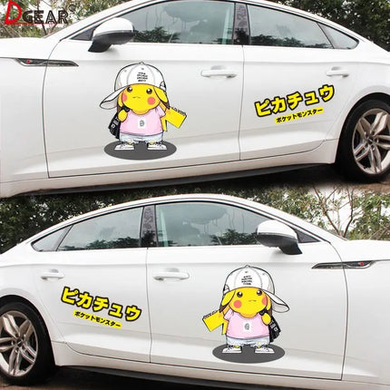 popular anime Pokemon cute Pikachu car sticker Scratch obstruction waterproof Cartoon creative car door decal sticker