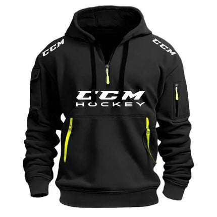 New Multi Pocket Zipper Fleece HOCKEY Sprots Hooded Casual Shirt for Men and Women Plus Size Loose Pullover Fashion Sweatshirt