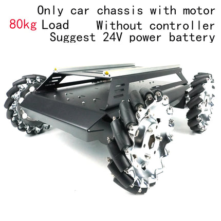 80kg Load Heavy Duty Metal Car Chassis 152mm Mecanum Wheel Trolley Omnidirectional V5Max Mobile Robot for Arduino Robot DIY Kit