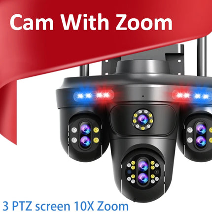DIFANG 35MP WiFi IP Camera 4 Screens 7 Lens 10X Zoom Outdoor Wireless PTZ Security Cam Auto Tracking CCTV Surveillance Camera