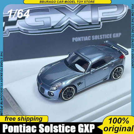 In Stock Mk 1:64 Pontiac Solstice Gxp Diecast Model Grey Metallic Limited Edition Collectible With Display Base Toys Gift Boy
