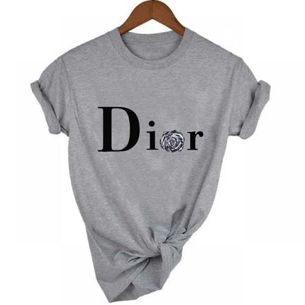 Men's and Women's Letter Printed Short Sleeved Shirt Basic  Round Neck T-shirt Fashionable Casual Short Sleeved Summer Brand New