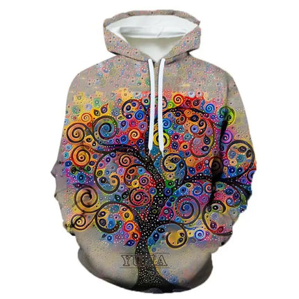 Spring Autumn Creative Psychedelic Tree Pattern Hoodies For Men 3D Printing Casual Pullovers Sweatshirt Streetwear Tops