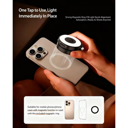 Original Ulanzi LM23 Magnetic Phone Selfie Light with Built-in Makeup Mirror and 360 Degree Rotation Stand