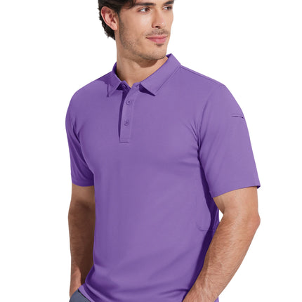MAGCOMSEN Men's Tactical Polo Shirt Quick Dry Performance Pique Work Golf Shirt Sunglasses Loop Sleeve Pen Pocket
