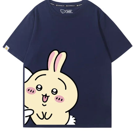 MINISO Cute Chiikawa Print Short Sleeve Women Men Loose Casual Everyday Wear T-shirt Stylish High-quality Tops Clothing