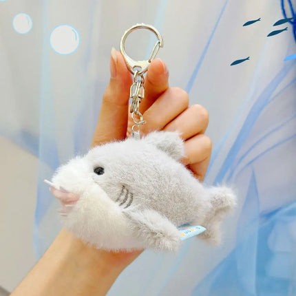 Soft Ocean Animal Keychain Small Turtle Kawaii Fluffy Whale Keyring Simulation PP Cotton Press Sound Pendant Home Decor