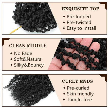 Pre-looped Mini Twist Crochet Hair Bohemian Spring Twists Hair Senegalese Twist Crochet Hair with Curls Synthetic Hair