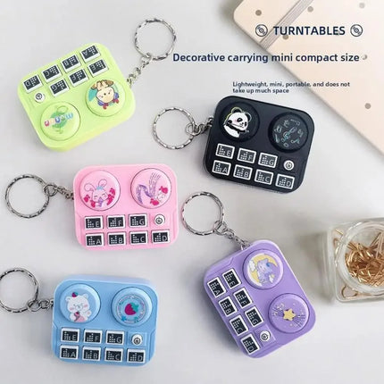 Mini Keychain with DJ Disc Player for Kids, Musical Instrument Sound Button, Toy Games, Educational Toy Bag, Pendant Keychain, 1