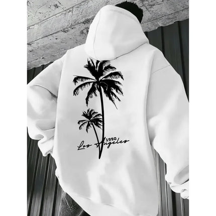 Coconut Tree Pattern Men's Fashion Printed Hooded Sweatshirt，Front and back printed hoodie, a fashionable and unique item