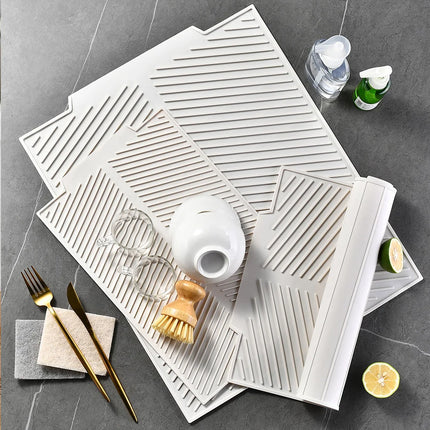 1Pc Silicone Dish Drying Pad Non-Slip Dish Drying Mats Pots Dish Drain Mat Tableware Folding Dish Pad Kitchen Utensils