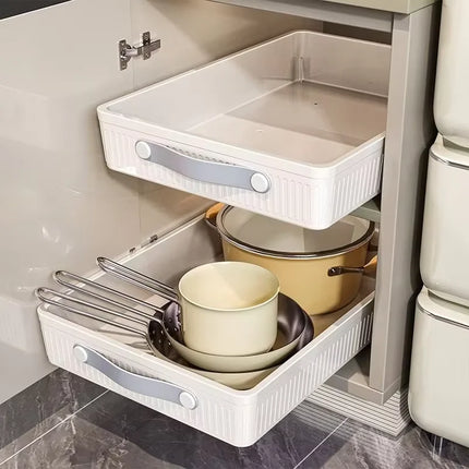 Pull Out Storage Tray Kitchen Sliding Cabinet Shelf with Slide Rails Drawer Spice Rack Bowl Dish Shelf Pantry Kitchen Organizer