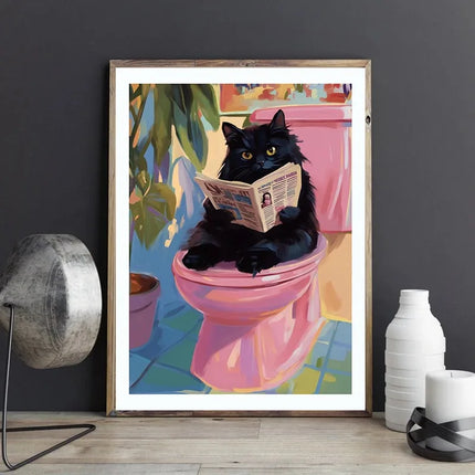 Adorable Capybara Dachshund Penguin Cat Bathroom Wall Art Canvas Poster Dopamine Decor Funny Animal Illustration Poster for Home