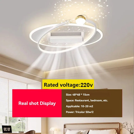 LED bladeless fan light, living room light, modern minimalist smart remote control, master bedroom study ceiling light