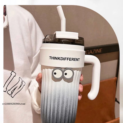 860ML Coffee Cup Outdoor Thermo Water Bottle With Straw Stainless Steel Tumbler Car Thermal Mug Keeps Cold and Heat Vacuum Flask