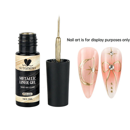 5ml Metallic Gold Silver Nail Liner Polish Mirror Chrome Effect Painting Nail Gel Polish 3D French Soak Off UV/LED Striper Gel @