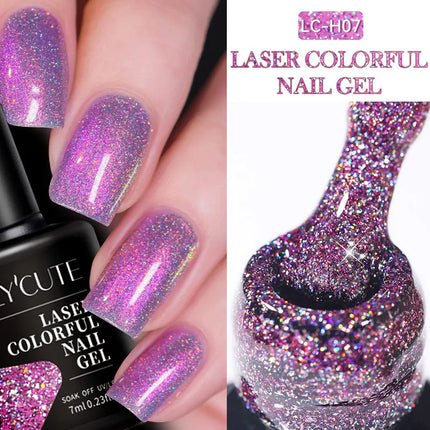 LILYCUTE 7ML Glitter Gel Nail Polish Sparkling Semi Permanent UV Gel Colorful Shinning Gel Varnish Nail Art Soak Off UV LED Gel
