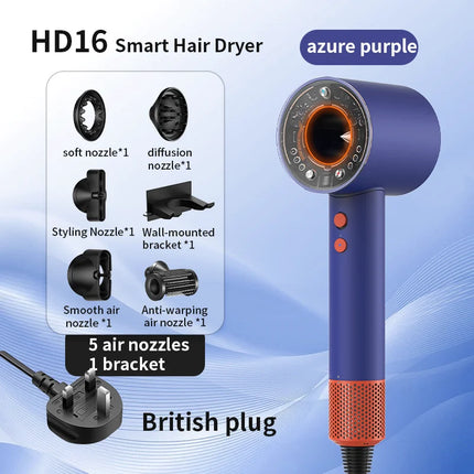 Hair Dryer with Negative Ions for Hair Care, Quiet, Fast Drying, Temperature Control, High-Speed, Huaqiangbei Strong Wind Hd16 Hair Dryer