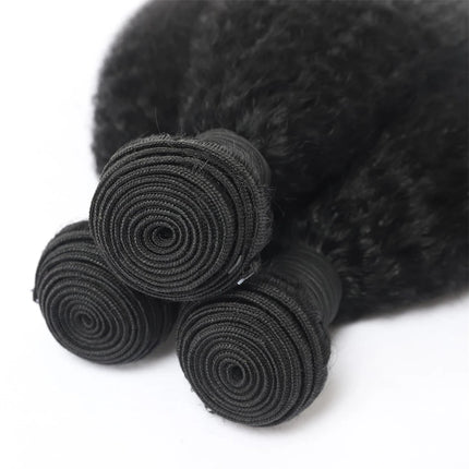 Kinky Straight Human Hair Bundles Brazilian Yaki Straight Hair Extension Virgin Human Hair Weave 1/3/4 Bundle For Quicky Weaving