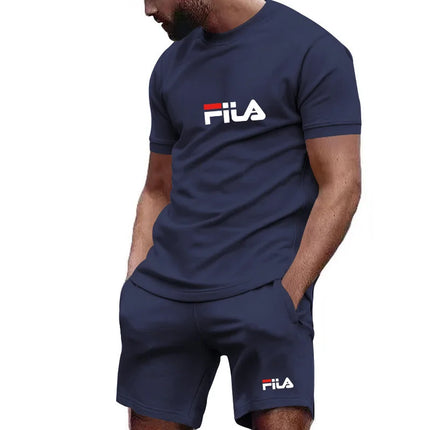 Men's Summer Casual Sports Two-Piece Set - Short-Sleeve Breathable Quick-Dry T-Shirt And Shorts for Outdoor Running Fitness