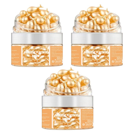 Fullerene Placenta Serum. With Elastin Vitamin E Glycerin. Firming Anti-Wrinkle Anti-Aging. Day Night Use Formula. 50 Pieces.