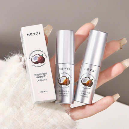 Vanilla coconut flavored moisturizing and caring lip gloss, suitable for all skin types, moisturizes and moisturizes the lips