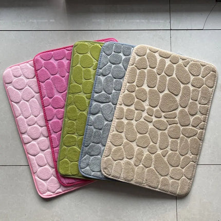 Tapis de bain antidérapant effet pavé Absorption d'eau Lavable Tapis de sol de baignoire Paillasson de douche Décoration de salle de bain